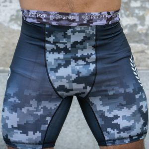 “COMBAT LOGO-CARBON” COMPRESSION SHORTS